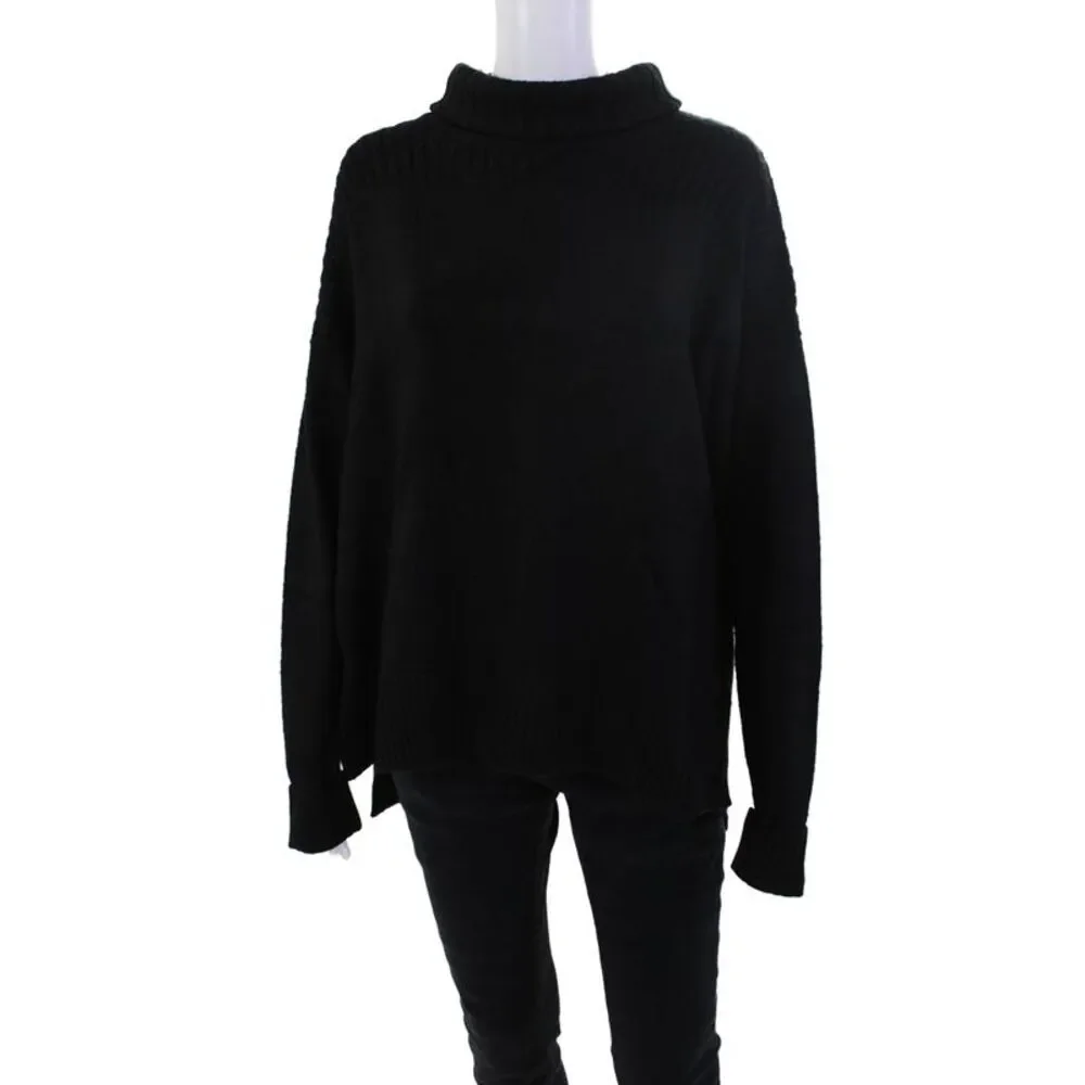 Renuar Womens Turtleneck Long Sleeve Pullover Sweater Top Black Size L